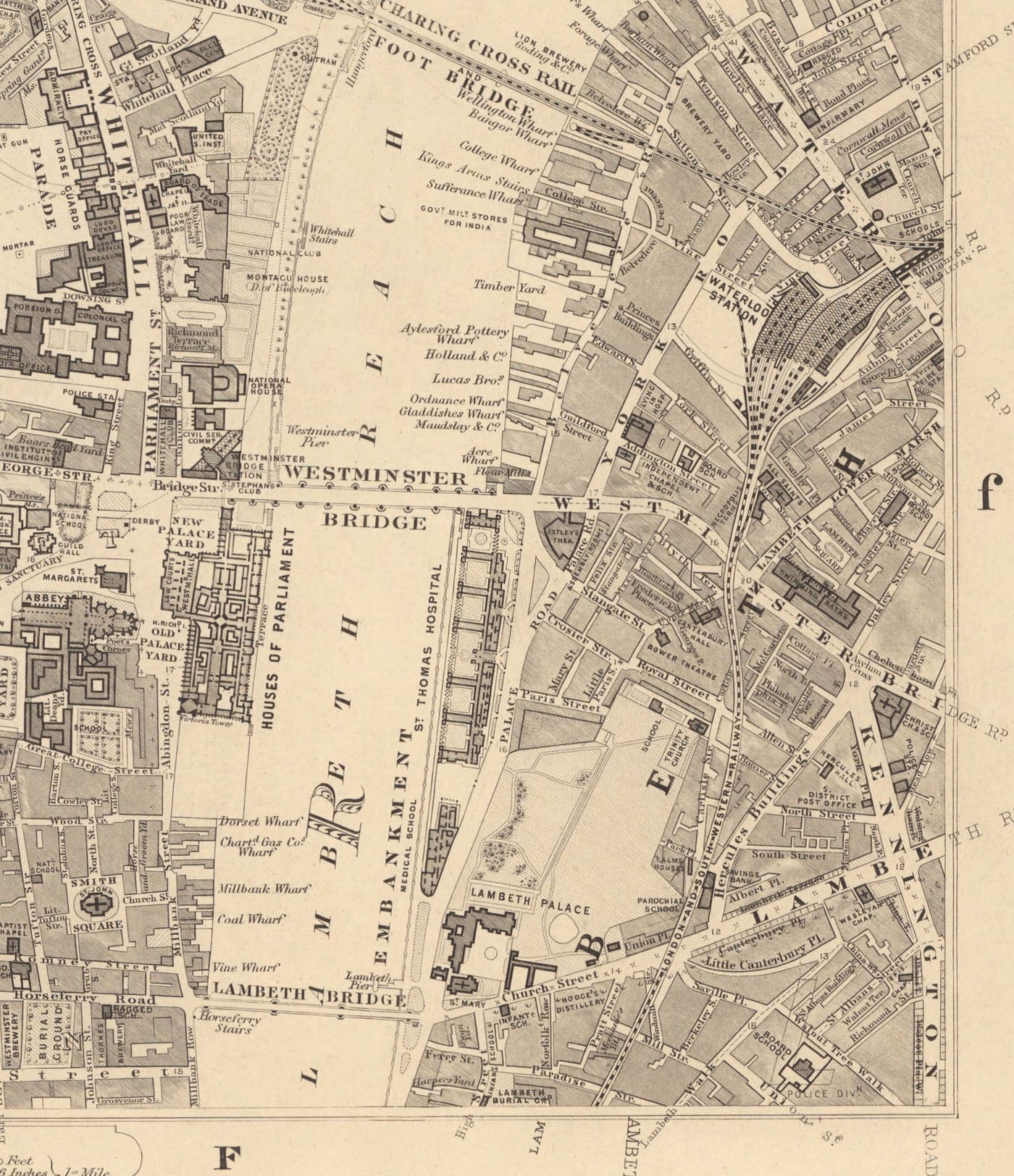Old Map of Central London by Edward Stanford, 1862 - Mayfair, Oxford Street, Westminster, Knightsbridge, Waterloo - W1, WC1, WC2, SW1, W2
