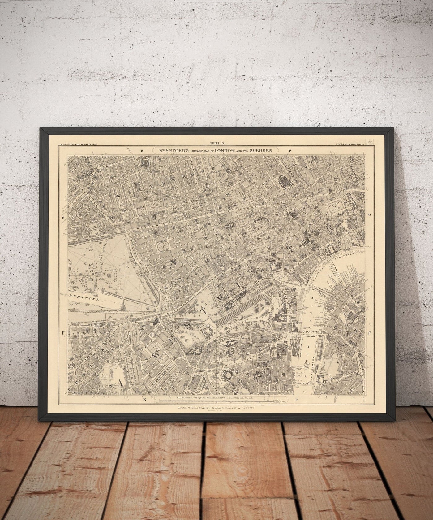 Old Map of Central London by Edward Stanford, 1862 - Mayfair, Oxford Street, Westminster, Knightsbridge, Waterloo - W1, WC1, WC2, SW1, W2