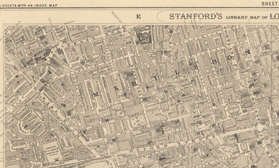 Old Map of Central London by Edward Stanford, 1862 - Mayfair, Oxford Street, Westminster, Knightsbridge, Waterloo - W1, WC1, WC2, SW1, W2