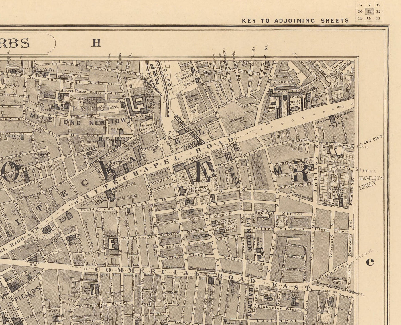 Old Map of City of London by Edward Stanford, 1862 - London Bridge, St Pauls, Liverpool St, Bank, Finsbury, Southwark - EC1, EC2, EC3, EC4, E1, E1W, SE1, SE16