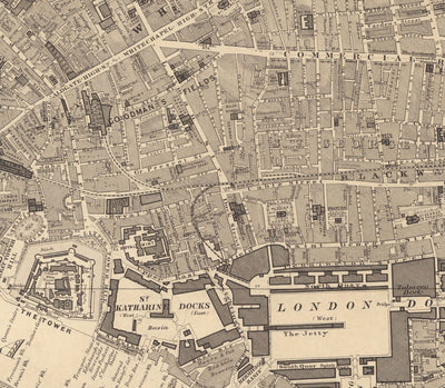 Old Map of City of London by Edward Stanford, 1862 - London Bridge, St Pauls, Liverpool St, Bank, Finsbury, Southwark - EC1, EC2, EC3, EC4, E1, E1W, SE1, SE16