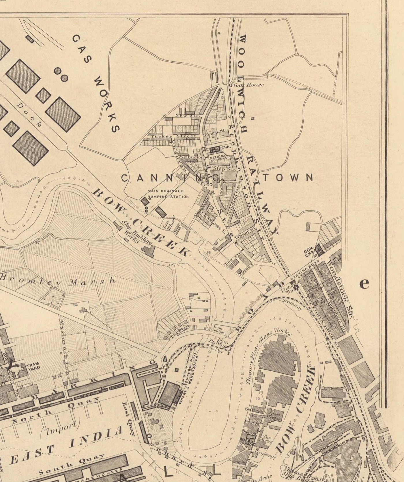Mapa antiguo de East London en 1862 de Edward Stanford - Isla de Perros, Tower Hamlets, Limehouse, Poplar, Surrey Quays - E1, E3, E14, SE16