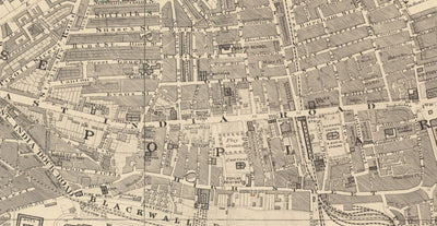 Mapa antiguo de East London en 1862 de Edward Stanford - Isla de Perros, Tower Hamlets, Limehouse, Poplar, Surrey Quays - E1, E3, E14, SE16