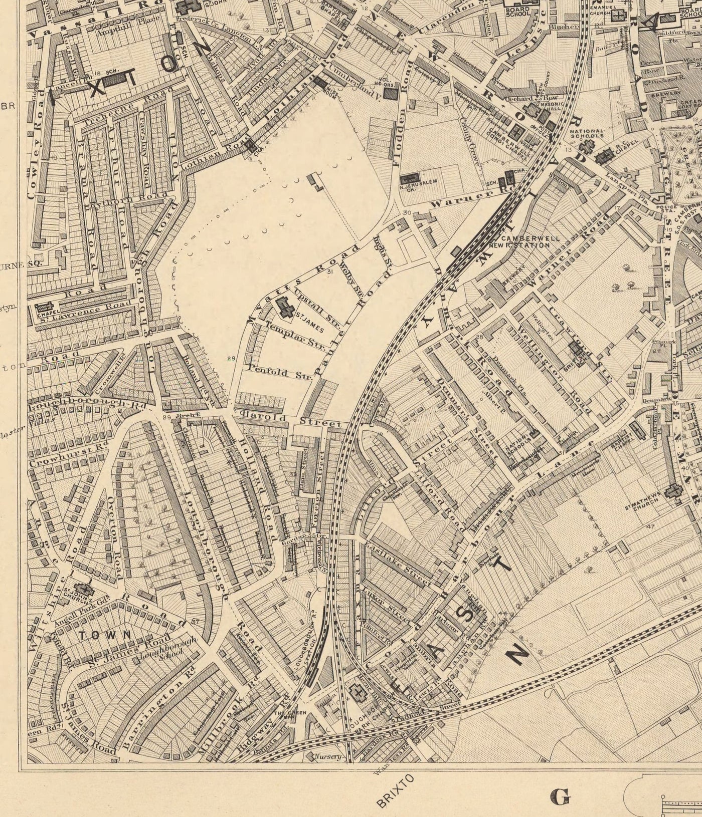 Old Map of South London by Edward Stanford, 1862 - Camberwell, Peckham, Walworth, Nunhead, Old Kent Road - SE5, SE17, SE15, SE1, SE16