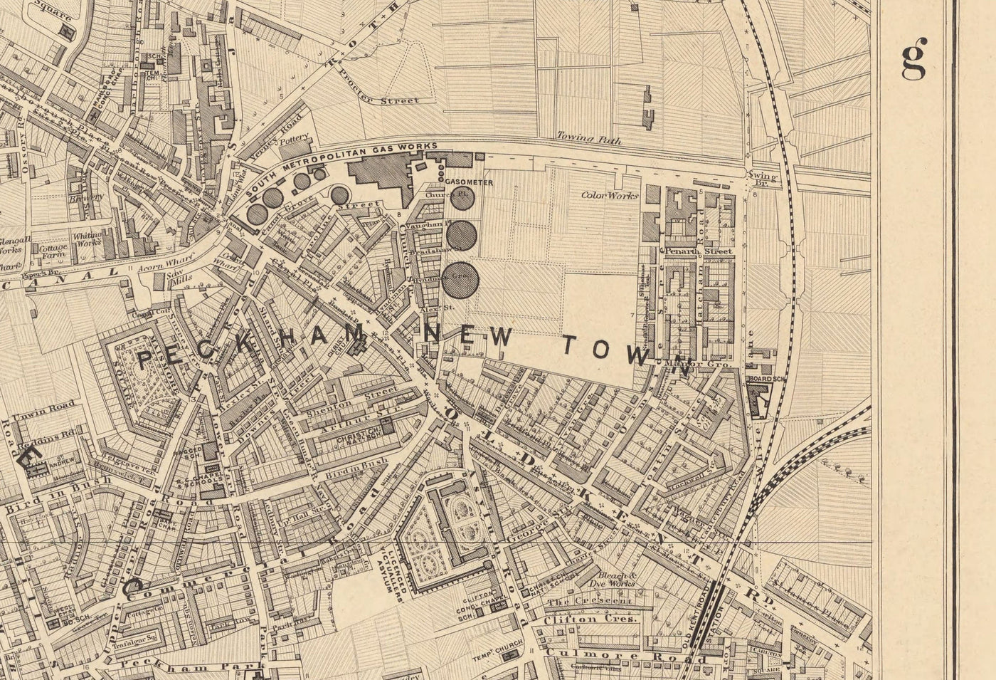 Old Map of South London by Edward Stanford, 1862 - Camberwell, Peckham, Walworth, Nunhead, Old Kent Road - SE5, SE17, SE15, SE1, SE16