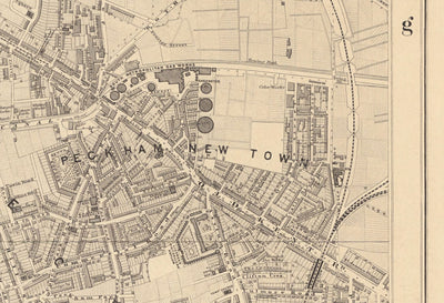 Old Map of South London by Edward Stanford, 1862 - Camberwell, Peckham, Walworth, Nunhead, Old Kent Road - SE5, SE17, SE15, SE1, SE16
