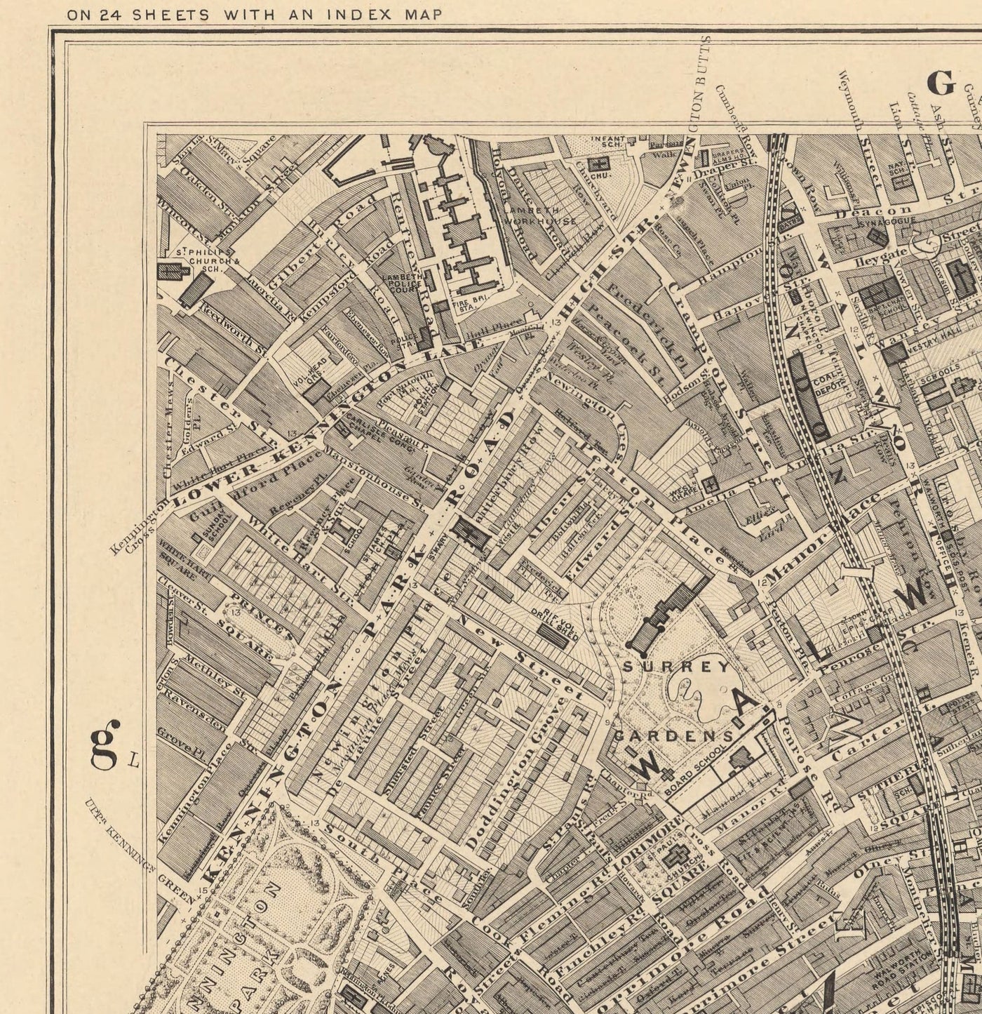 Old Map of South London by Edward Stanford, 1862 - Camberwell, Peckham, Walworth, Nunhead, Old Kent Road - SE5, SE17, SE15, SE1, SE16