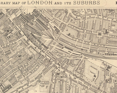 Old Map of South London by Edward Stanford, 1862 - Camberwell, Peckham, Walworth, Nunhead, Old Kent Road - SE5, SE17, SE15, SE1, SE16