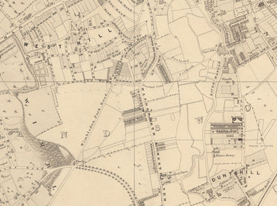 Mapa antiguo del sur de Londres por Edward Stanford, 1862 - Wandsworth, Wimbledon, Putney, Earlsfield, River Wandle - SW15, SW18, SW19