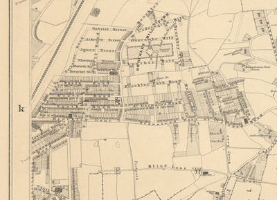 Alte Karte von Südost-London von Edward Stanford, 1862 - Lewisham, Ladywell, Brockley, Catford - SE4, SE13, SE23, SE6 