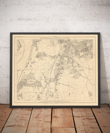 Mappa antica del sud-est di Londra di Edward Stanford, 1862 - Lewisham, Ladywell, Brockley, Catford - SE4, SE13, SE23, SE6 