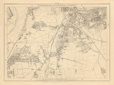 Alte Karte von Südost-London von Edward Stanford, 1862 - Lewisham, Ladywell, Brockley, Catford - SE4, SE13, SE23, SE6 