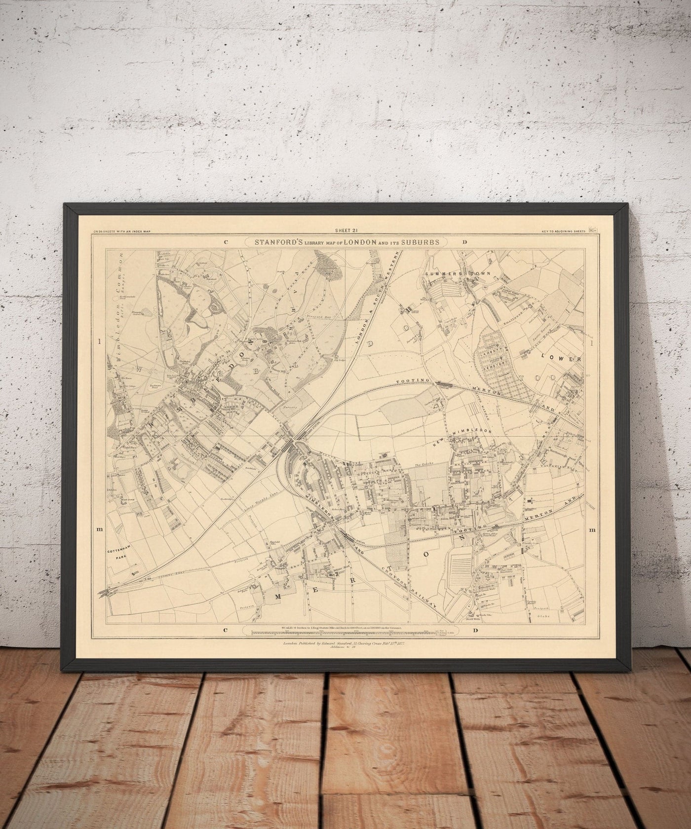 Old Map of South West London, 1862 by Edward Stanford - Wimbledon, Merton, Summerstown - SW19, SW17, SW20