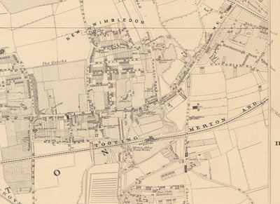 Old Map of South West London, 1862 by Edward Stanford - Wimbledon, Merton, Summerstown - SW19, SW17, SW20