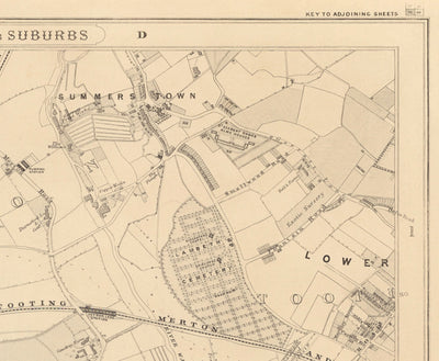Old Map of South West London, 1862 by Edward Stanford - Wimbledon, Merton, Summerstown - SW19, SW17, SW20