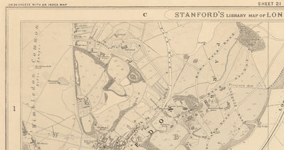 Old Map of South West London, 1862 by Edward Stanford - Wimbledon, Merton, Summerstown - SW19, SW17, SW20