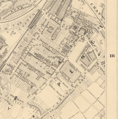 Old Map of South East London, 1862 by Edward Stanford - Norwood, Crystal Palace, Penge, Sydenham - SE27, SE19, SE20, SE26