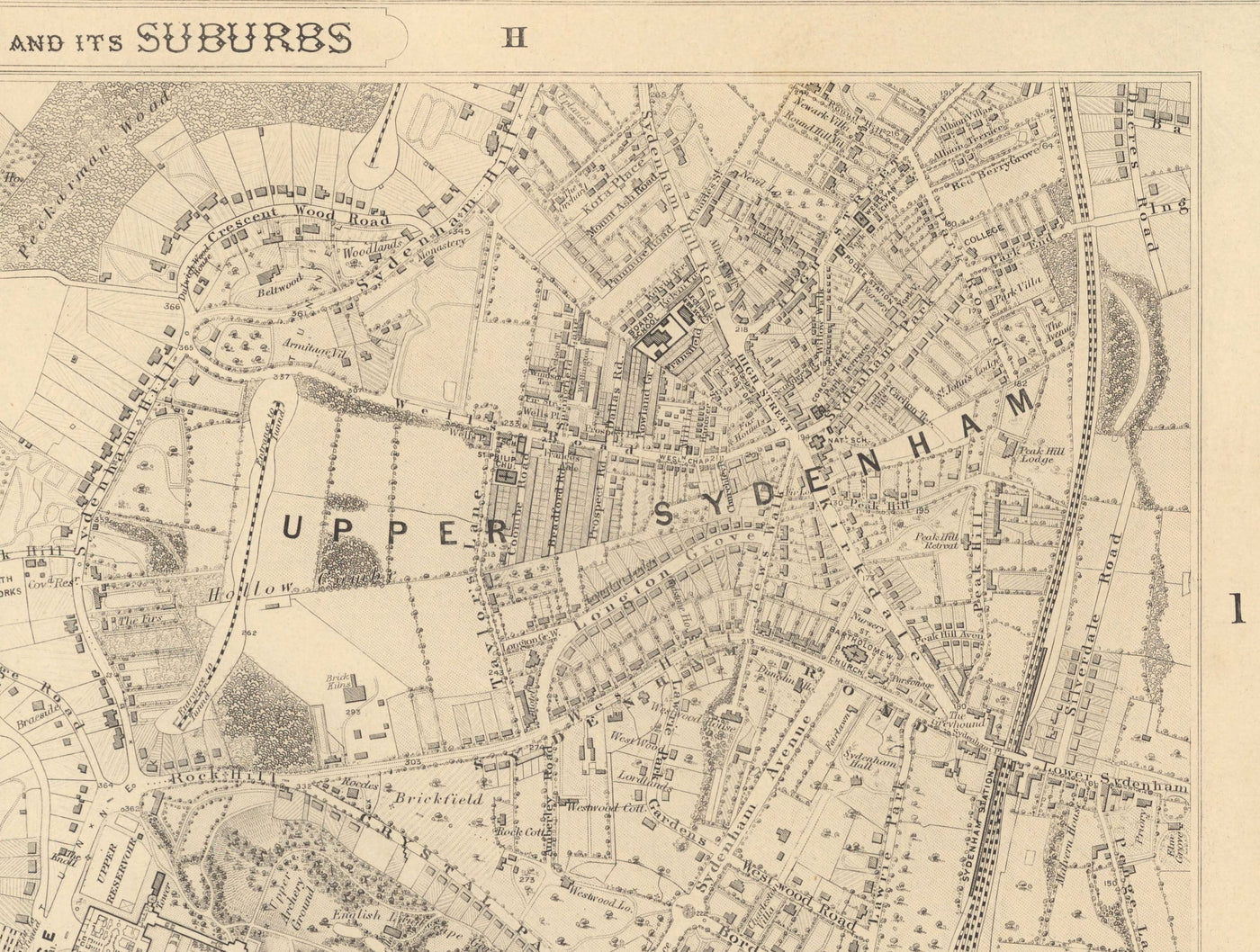 Old Map of South East London, 1862 by Edward Stanford - Norwood, Crystal Palace, Penge, Sydenham - SE27, SE19, SE20, SE26