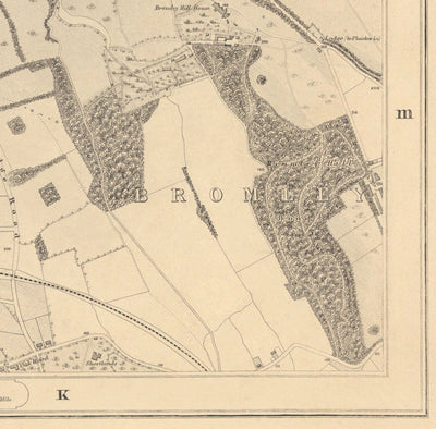 Old Map of South East London, 1862 by Edward Stanford - Bromley, Beckenham, Sydenham, Southend, Downham - SE26, SE6, BR1, BR2