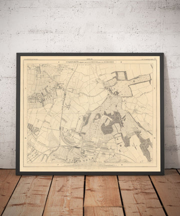 Mappa antica del sud-est di Londra, 1862 di Edward Stanford - Bromley, Beckenham, Sydenham, Southend, Downham - SE26, SE6, BR1, BR2 