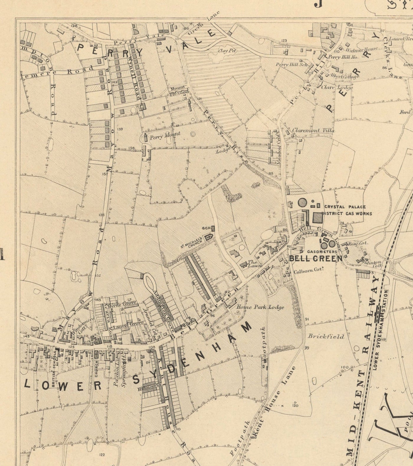 Old Map of South East London, 1862 by Edward Stanford - Bromley, Beckenham, Sydenham, Southend, Downham - SE26, SE6, BR1, BR2