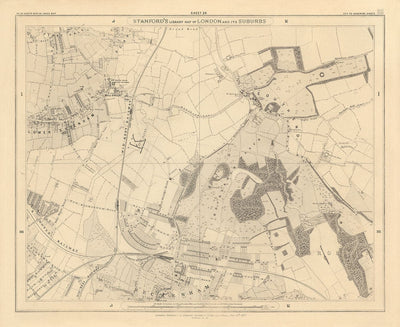Old Map of South East London, 1862 by Edward Stanford - Bromley, Beckenham, Sydenham, Southend, Downham - SE26, SE6, BR1, BR2