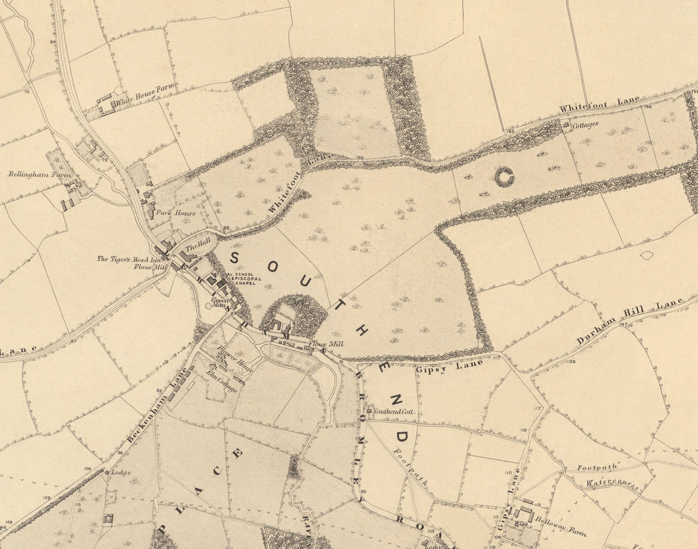 Old Map of South East London, 1862 by Edward Stanford - Bromley, Beckenham, Sydenham, Southend, Downham - SE26, SE6, BR1, BR2