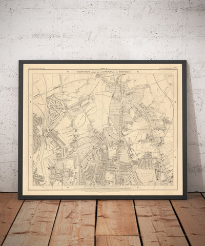 Mapa personalizado de Londres por Edward Stanford, 1862 - Diseño y haga su propio mapa viejo