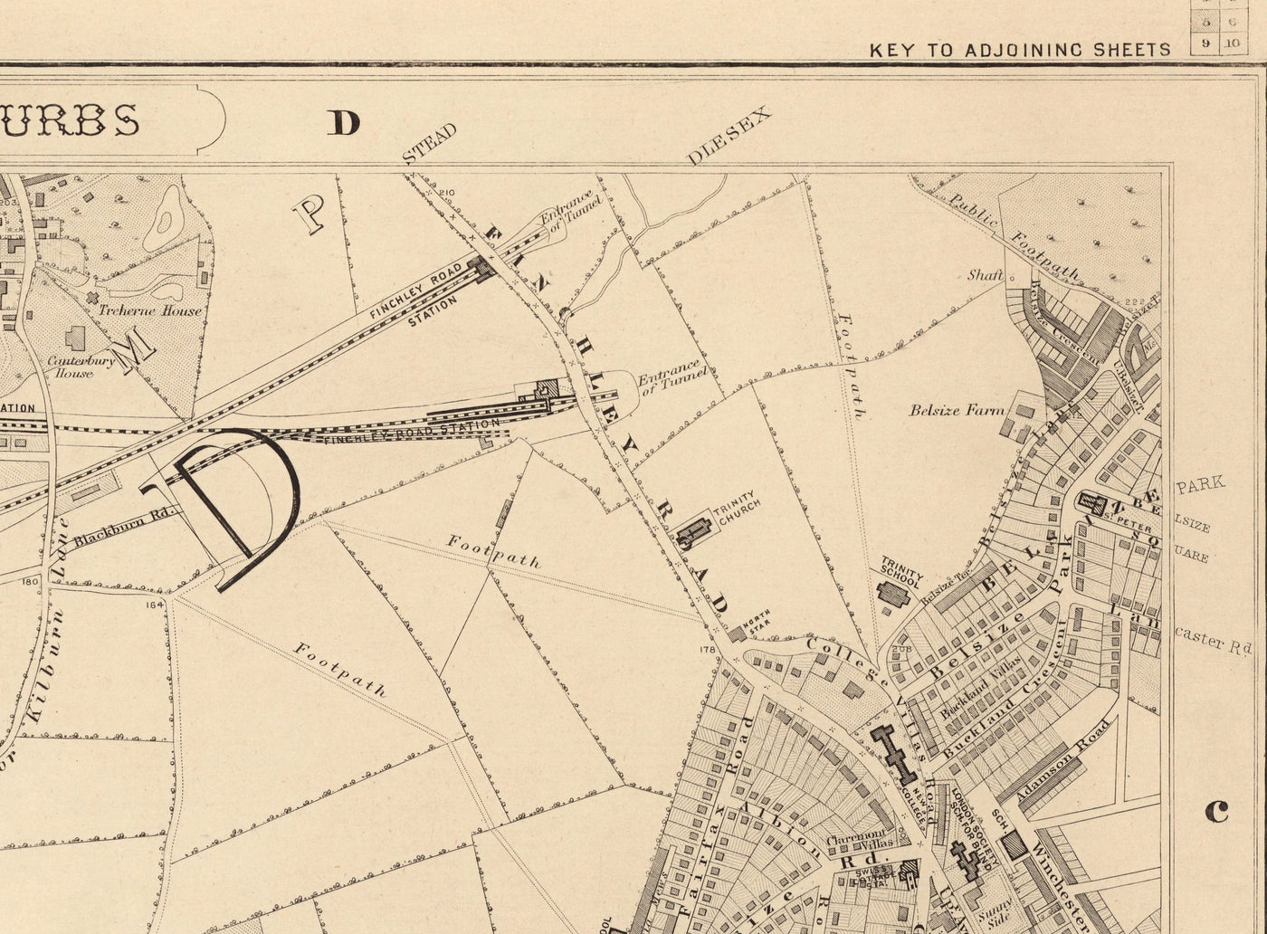 Old Map of West London, 1862 by Edward Stanford - St Johns Wood, Kilburn, Kensal Green, Finchley Rd, Willesden - NW1, N1C, N7, NW5, NW3, NW8