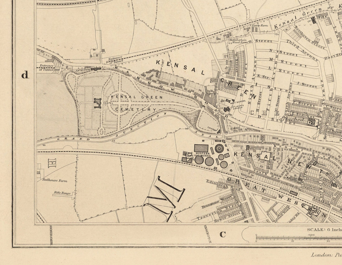 Old Map of West London, 1862 by Edward Stanford - St Johns Wood, Kilburn, Kensal Green, Finchley Rd, Willesden - NW1, N1C, N7, NW5, NW3, NW8
