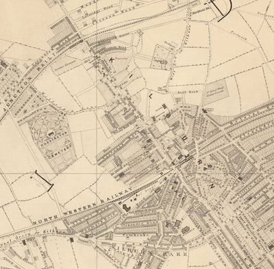 Old Map of West London, 1862 by Edward Stanford - St Johns Wood, Kilburn, Kensal Green, Finchley Rd, Willesden - NW1, N1C, N7, NW5, NW3, NW8