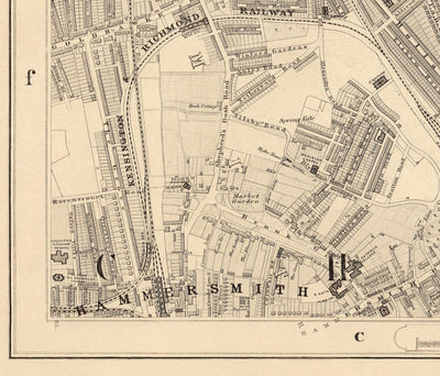 Old Map of West London, 1862 by Edward Stanford - Notting Hill, Kensington, Portobello Road, Shepherds Bush, Bayswater - W11, W2, W8, SW7, W14, W6, W12, W10