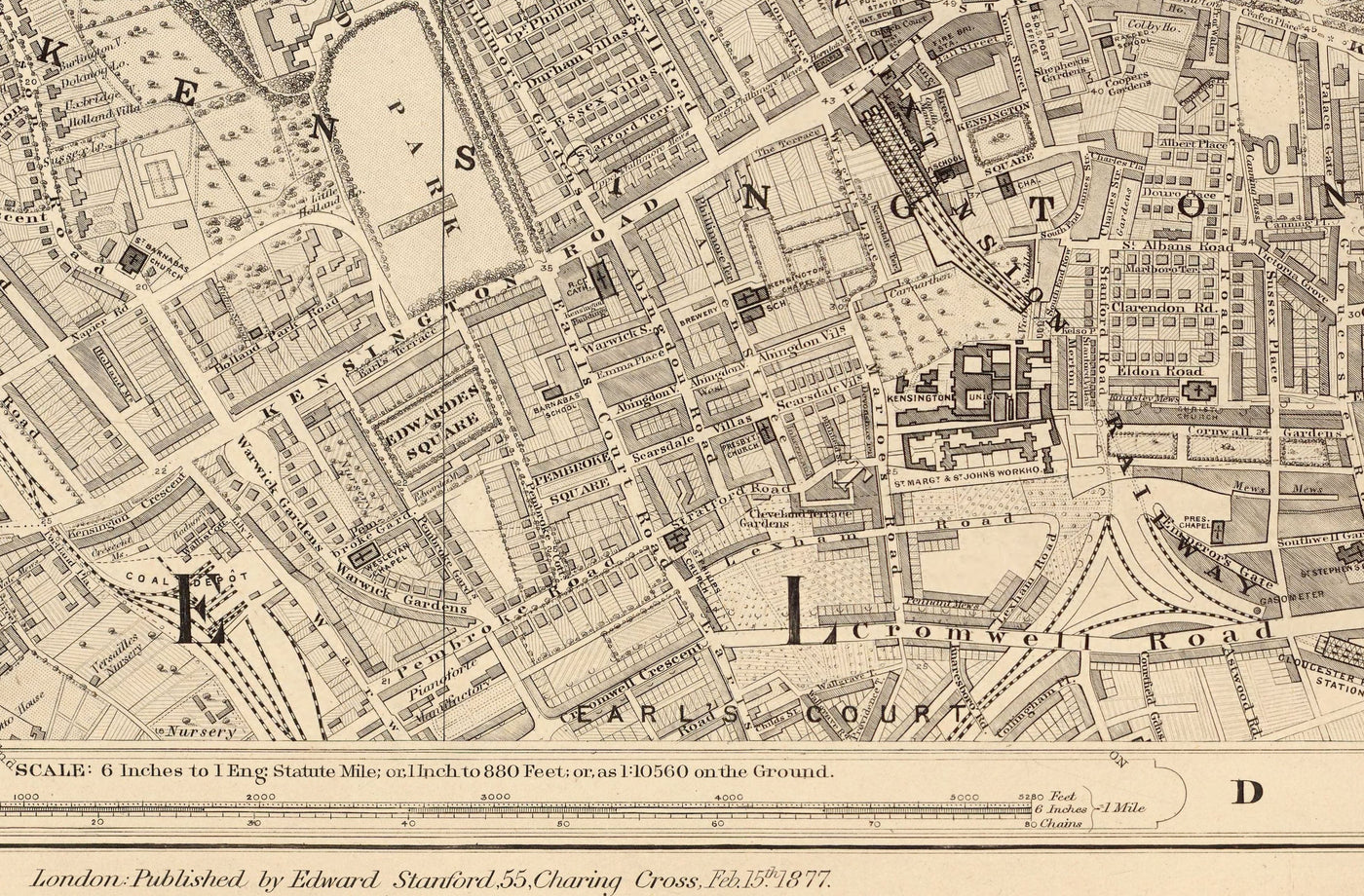 Old Map of West London, 1862 by Edward Stanford - Notting Hill, Kensington, Portobello Road, Shepherds Bush, Bayswater - W11, W2, W8, SW7, W14, W6, W12, W10