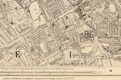 Old Map of West London, 1862 by Edward Stanford - Notting Hill, Kensington, Portobello Road, Shepherds Bush, Bayswater - W11, W2, W8, SW7, W14, W6, W12, W10
