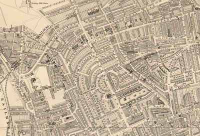 Old Map of West London, 1862 by Edward Stanford - Notting Hill, Kensington, Portobello Road, Shepherds Bush, Bayswater - W11, W2, W8, SW7, W14, W6, W12, W10