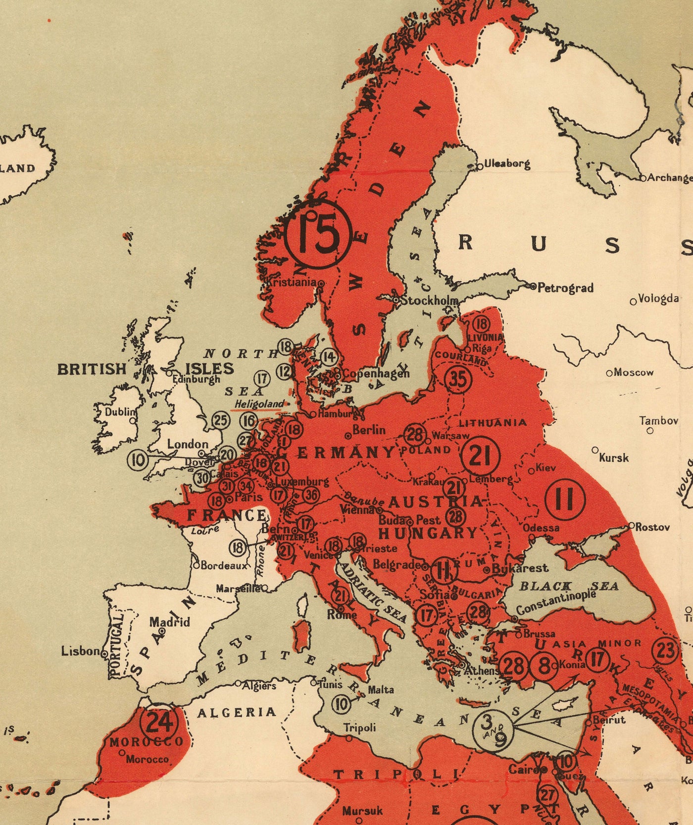 Was Deutschland will, 1916, Weltkrieg I & II Nazi-Atlas Karte 