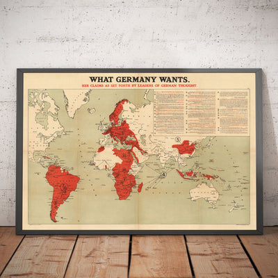 Was Deutschland will, 1916, Weltkrieg I & II Nazi-Atlas Karte 