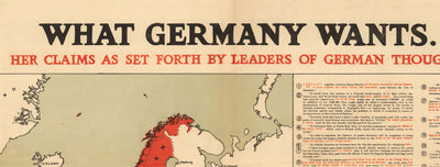 Was Deutschland will, 1916, Weltkrieg I & II Nazi-Atlas Karte 