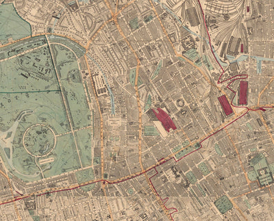 Big Old Map of London by Edward Stanford (1862, 1891) - Monochrome, Blue Thames or Handcoloured