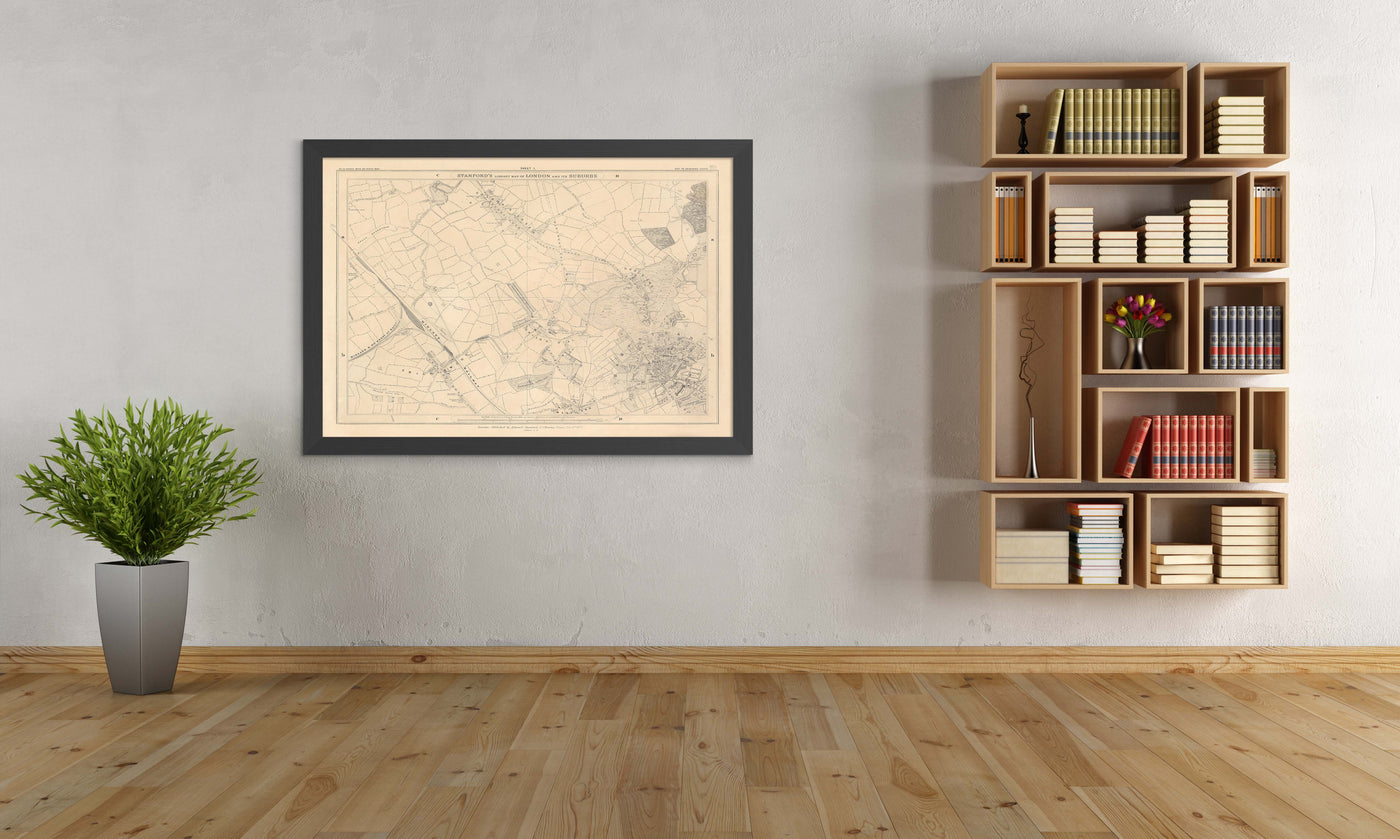 Mapa personalizado de Londres por Edward Stanford, 1862 - Diseño y haga su propio mapa viejo