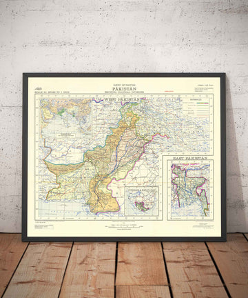 Prima mappa del Pakistan, 1953 - Mappa antica dell&