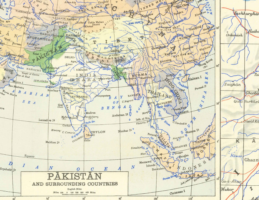 Prima mappa del Pakistan, 1953 - Mappa antica dell&