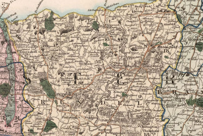Old Map of Sussex 1829 by Greenwood & Co. - Worthing, Crawley, Brighton, Bognor, Eastbourne