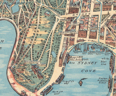 Old Map of Sydney 1902 by John Andrew - Coves Bays, Harbours, Port Jackson, Central Station, Botanic Garden