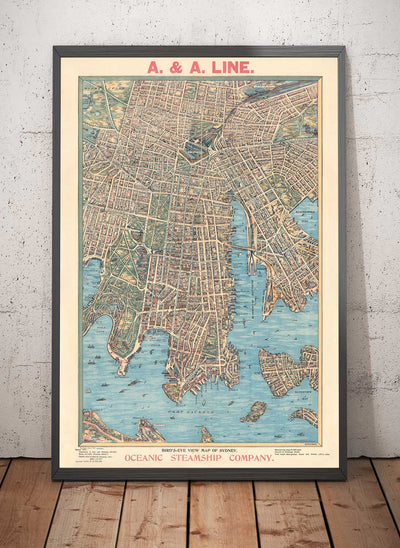 Old Map of Sydney 1902 by John Andrew - Coves Bays, Harbours, Port Jackson, Central Station, Botanic Garden
