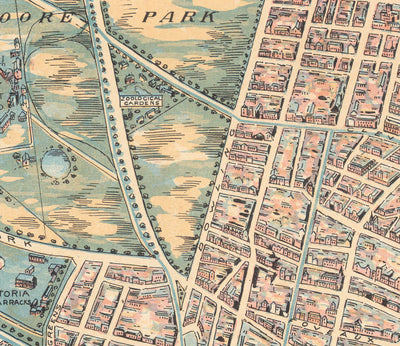 Old Map of Sydney 1902 by John Andrew - Coves Bays, Harbours, Port Jackson, Central Station, Botanic Garden