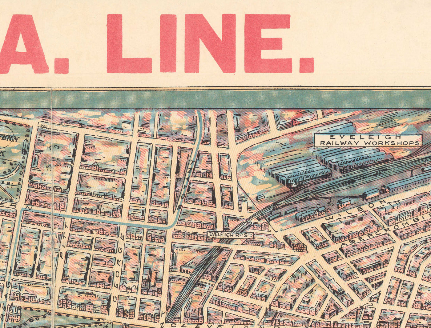 Old Map of Sydney 1902 by John Andrew - Coves Bays, Harbours, Port Jackson, Central Station, Botanic Garden