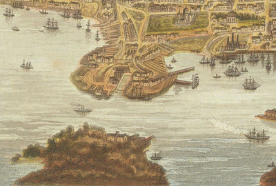 Old Bird Eye's View of Sydney in 1875 by William Collins - New South Wales, St George, Sutherland Shire, South, Inner West