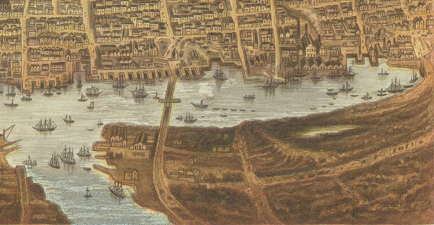 Old Bird Eye's View of Sydney in 1875 by William Collins - New South Wales, St George, Sutherland Shire, South, Inner West