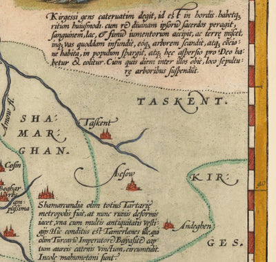 Alte Karte von Russland und Tartaren, 1584 von Ortelius - Seltene Karte von Moskau, Sibirien, Kasachstan, Turkmenistan, Usbekistan 